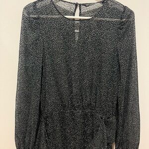 Zara Black Sheer Blouse with White Dots